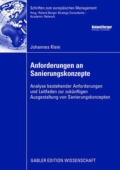 Cover: 9783834912213 | Anforderungen an Sanierungskonzepte | Johannes Klein | Taschenbuch