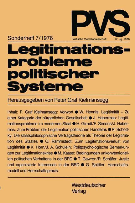 Cover: 9783531113548 | Legitimationsprobleme politischer Systeme | Peter Graf Kielmansegg