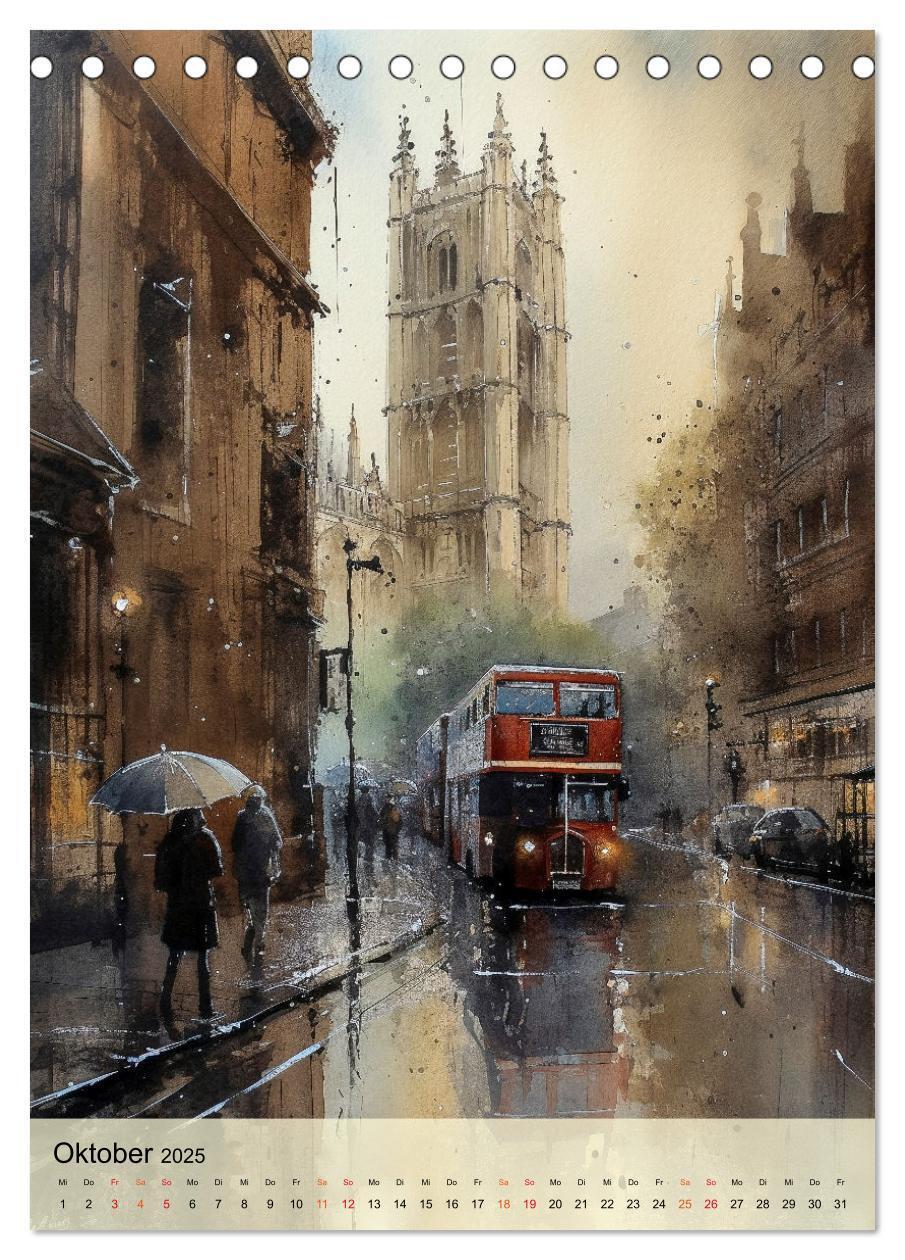 Bild: 9783435876808 | London - ein Regentag (Tischkalender 2025 DIN A5 hoch), CALVENDO...