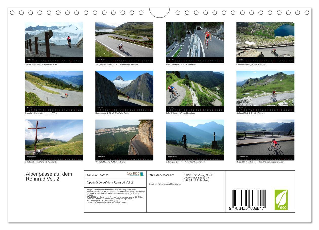 Bild: 9783435808847 | Alpenpässe auf dem Rennrad Vol. 2 (Wandkalender 2025 DIN A4 quer),...