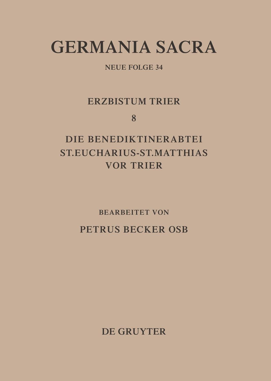 Cover: 9783110150230 | Die Bistümer der Kirchenprovinz Trier. Das Erzbistum Trier 8. Die...