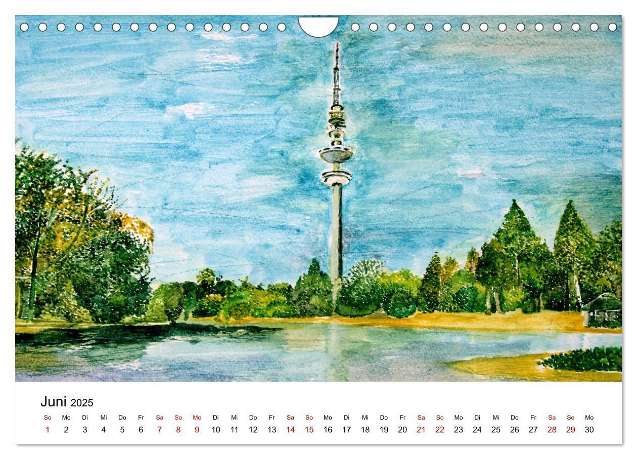 Bild: 9783435096619 | Hamburg in stillen Aquarellen (Wandkalender 2025 DIN A4 quer),...