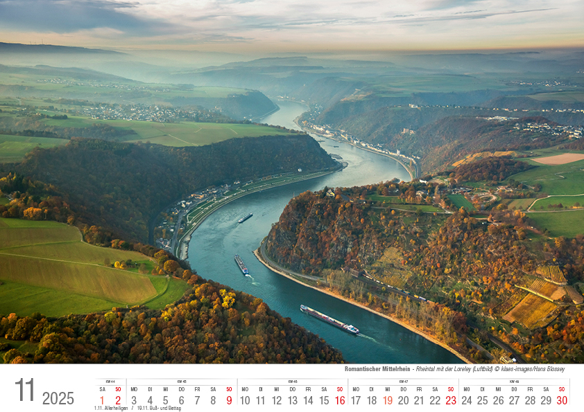 Bild: 9783965352087 | Romantischer Mittelrhein 2025 Bildkalender A4 quer, spiralgebunden