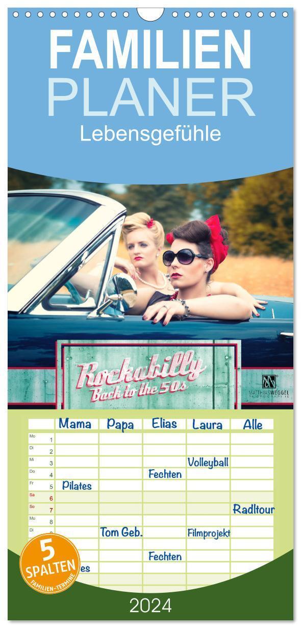 Cover: 9783383094873 | Familienplaner 2024 - Rockabilly - Back to the 50s mit 5 Spalten...