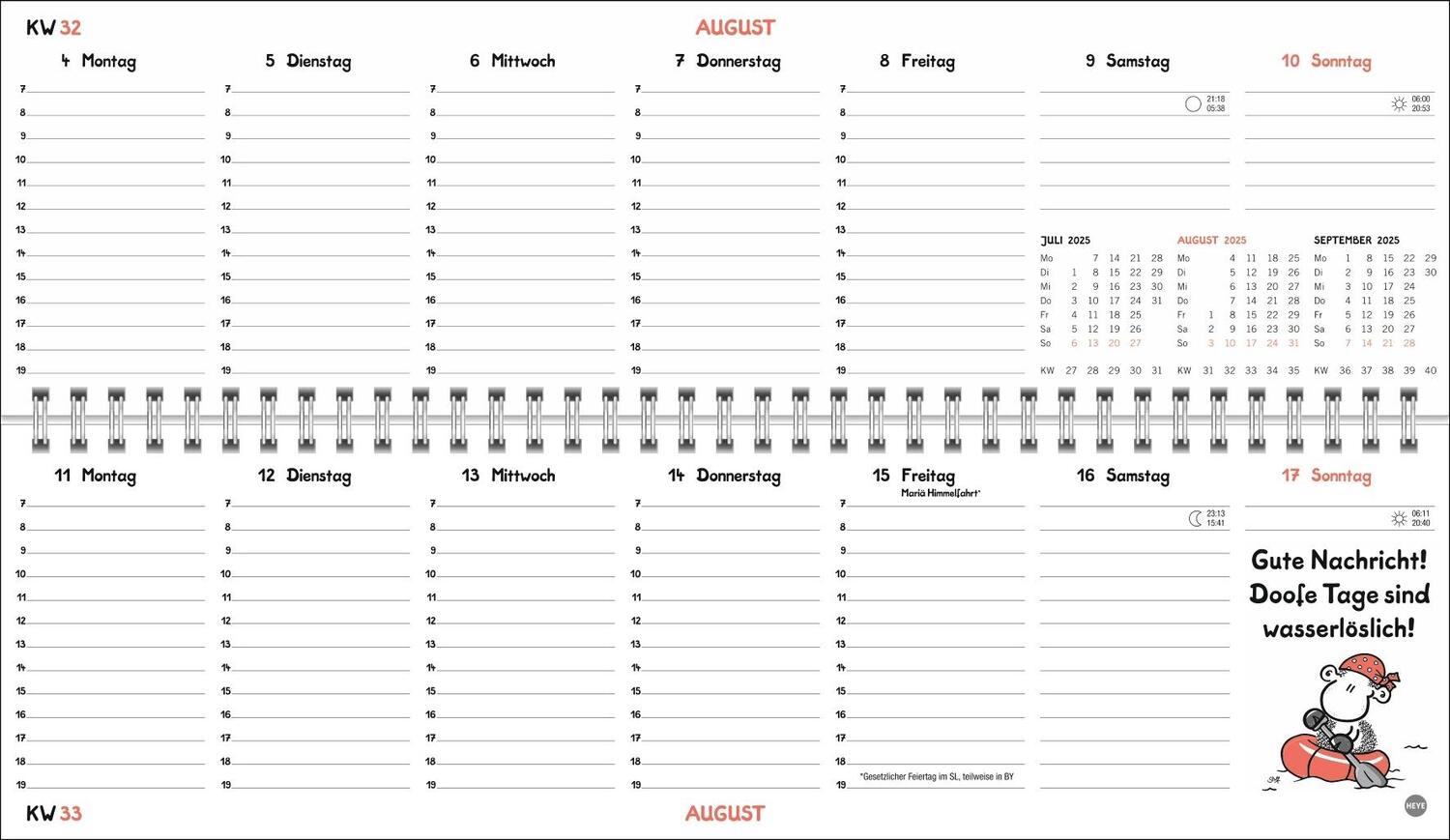 Bild: 9783756406531 | sheepworld Wochenquerplaner 2025 | Heye | Kalender | Spiralbindung