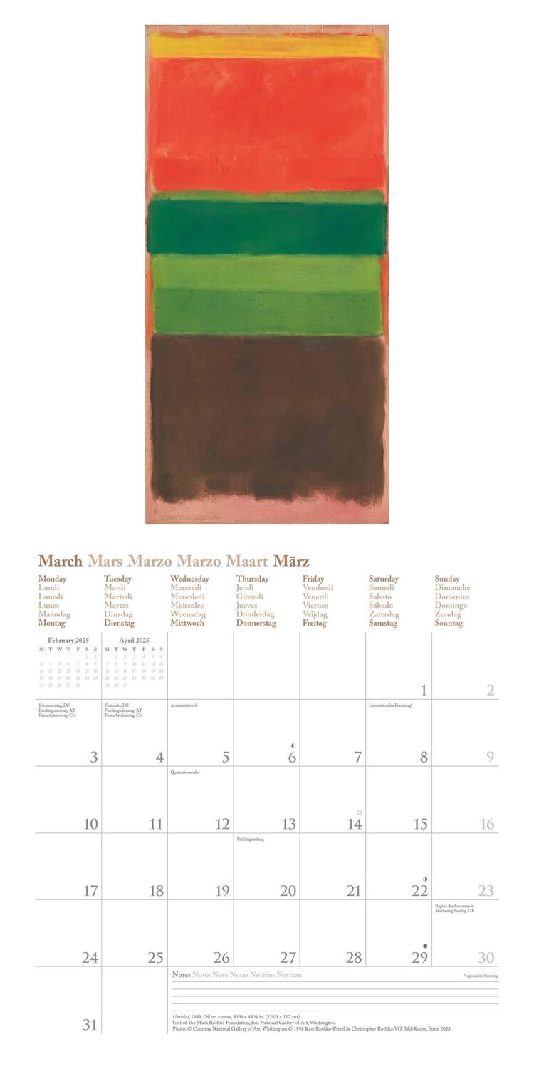 Bild: 4002725994110 | Mark Rothko 2025 - Wand-Kalender - Broschüren-Kalender - 30x30 -...