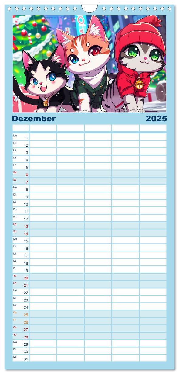 Bild: 9783457195253 | Familienplaner 2025 - Anime Cats mit 5 Spalten (Wandkalender, 21 x...