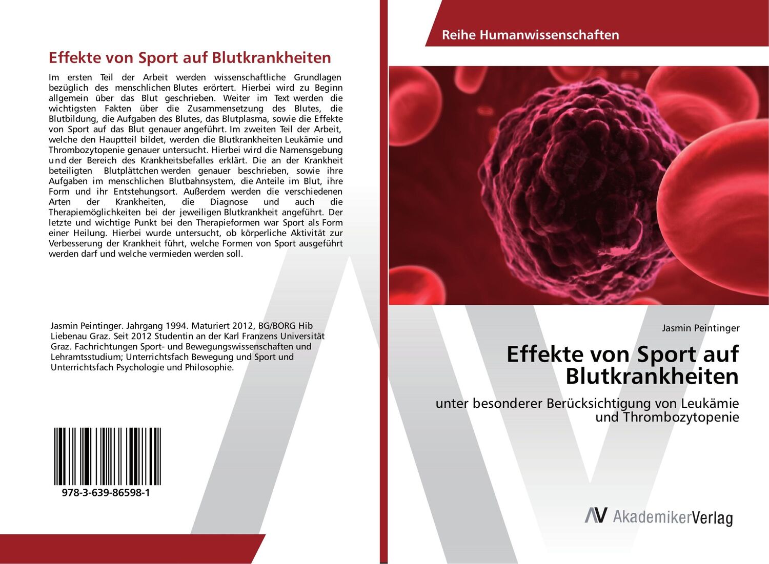 Cover: 9783639865981 | Effekte von Sport auf Blutkrankheiten | Jasmin Peintinger | Buch