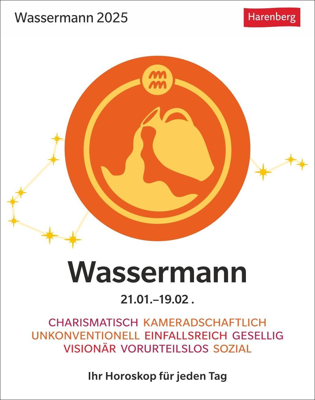 Cover: 9783840033650 | Wassermann Sternzeichenkalender 2025 - Tagesabreißkalender - Ihr...