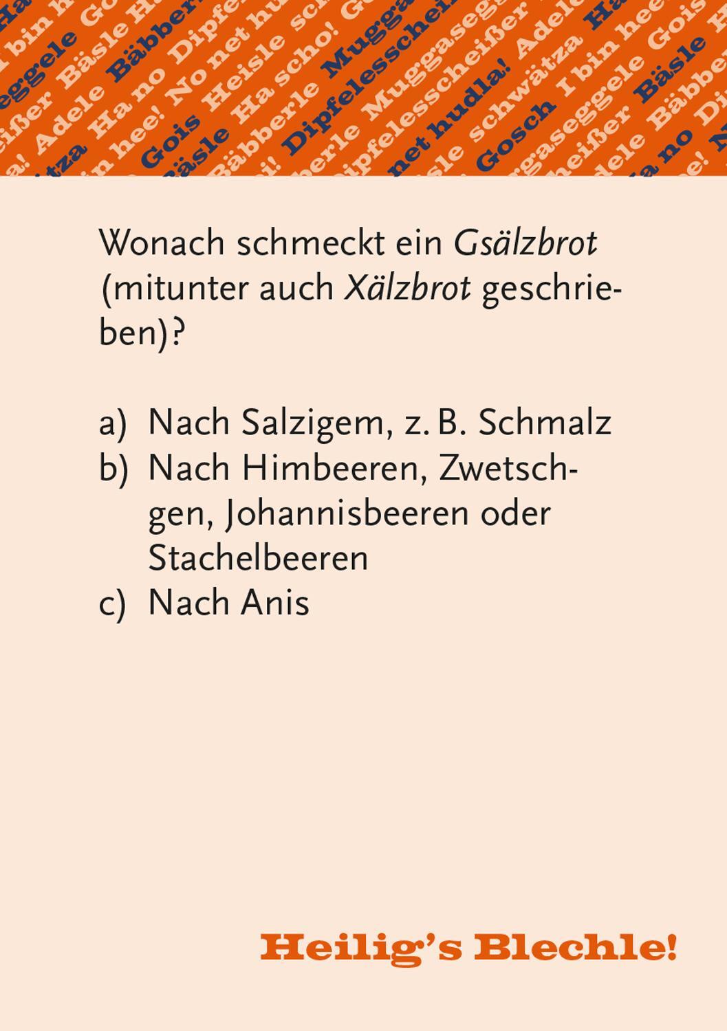 Bild: 4250364115216 | Heiligs Blechle! Schwäbisches Dialekt-Quiz | Thomas Schulz | Stück