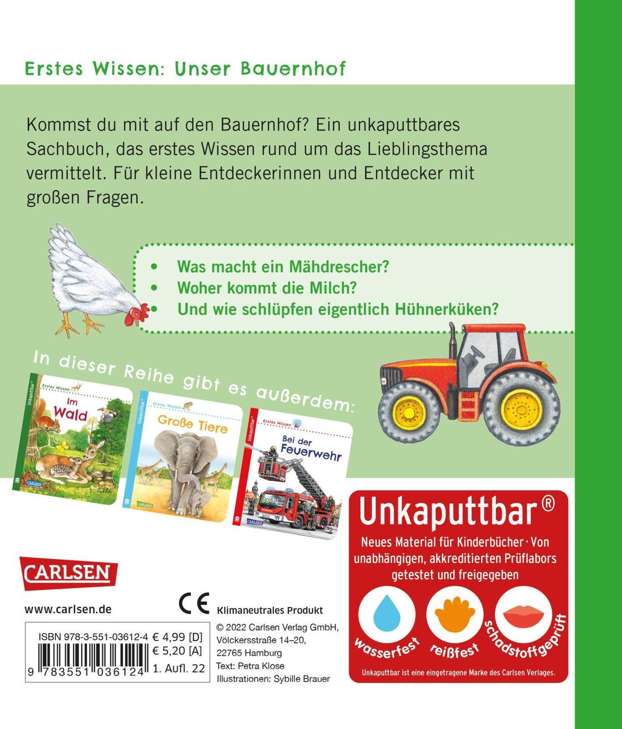 Rückseite: 9783551036124 | Unkaputtbar: Erstes Wissen: Unser Bauernhof | Petra Klose | Buch