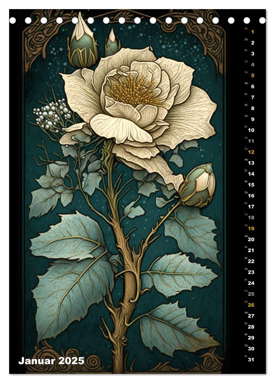 Bild: 9783435874323 | Jugendstil Blumen (Tischkalender 2025 DIN A5 hoch), CALVENDO...