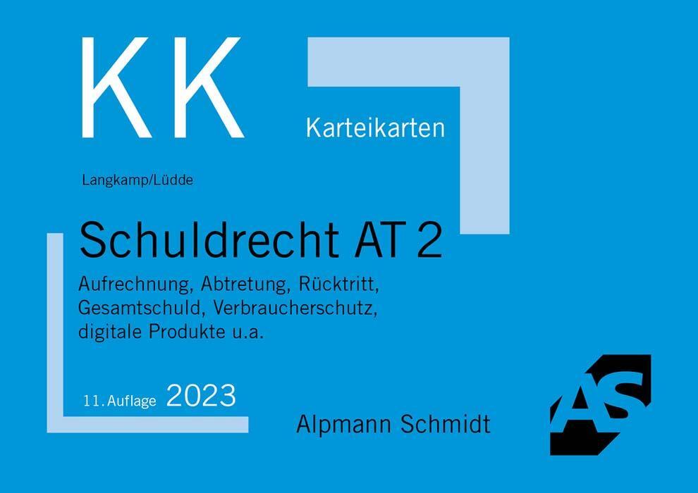 Cover: 9783867528207 | Karteikarten Schuldrecht AT 2 | Tobias Langkamp (u. a.) | Taschenbuch