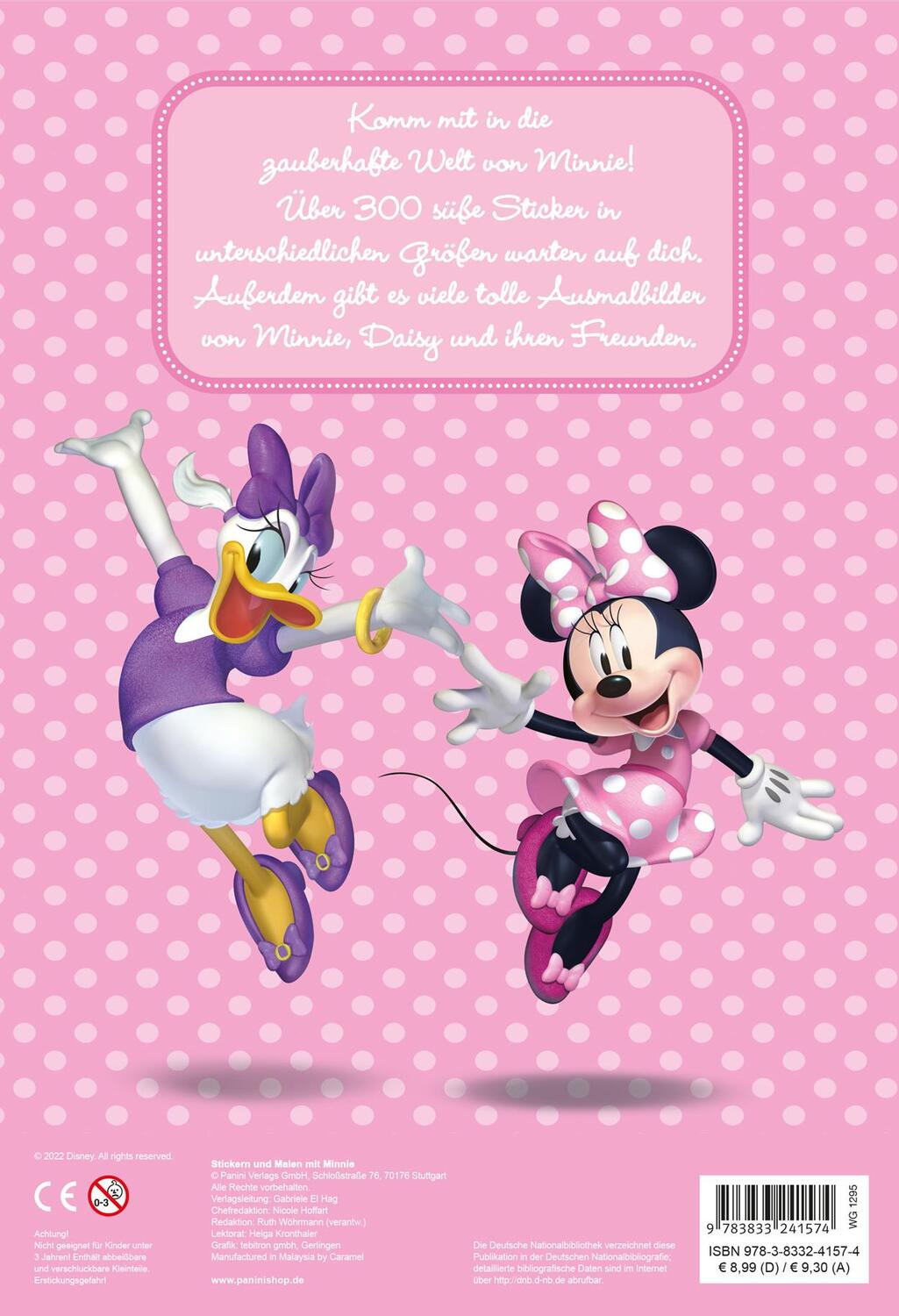 Rückseite: 9783833241574 | Disney Minnie: Stickern und Malen mit Minnie | über 300 Sticker!