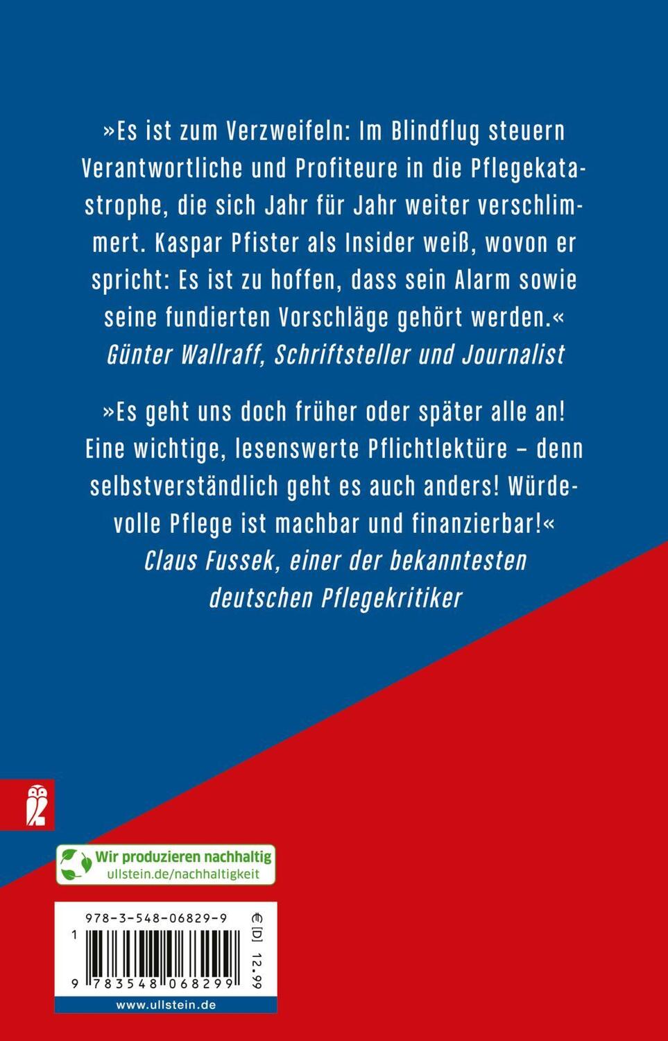 Rückseite: 9783548068299 | Die Pflegekatastrophe | Kaspar Pfister | Taschenbuch | 304 S. | 2023