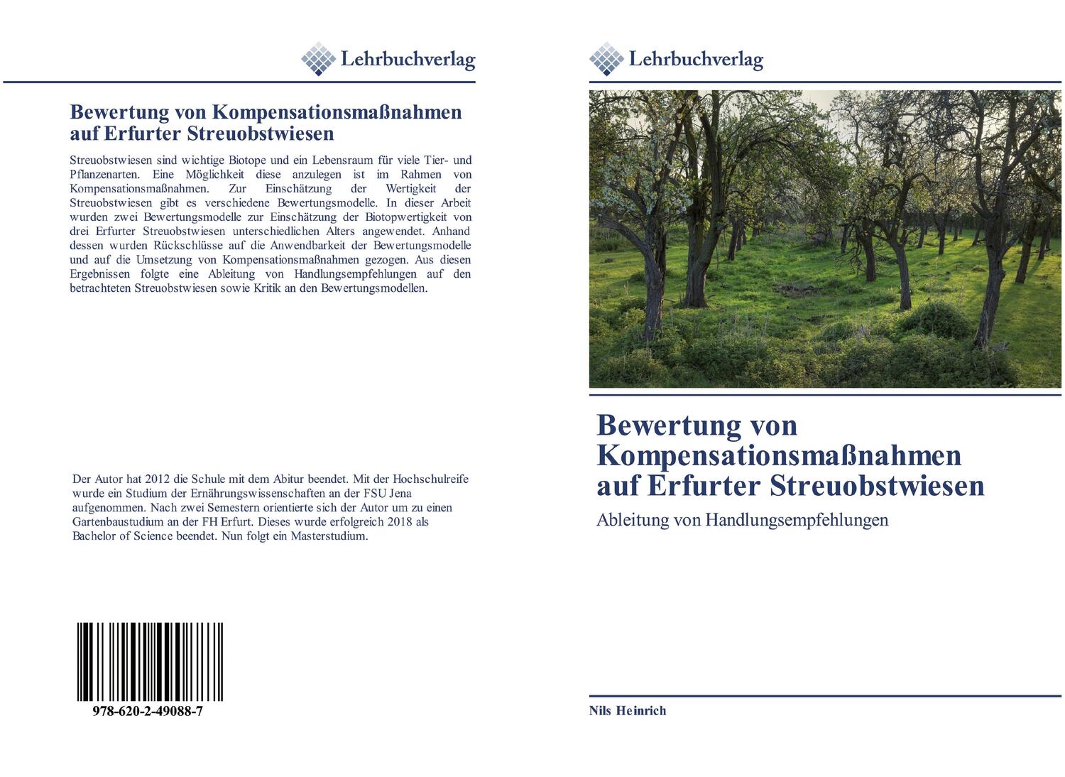 Cover: 9786202490887 | Bewertung von Kompensationsmaßnahmen auf Erfurter Streuobstwiesen