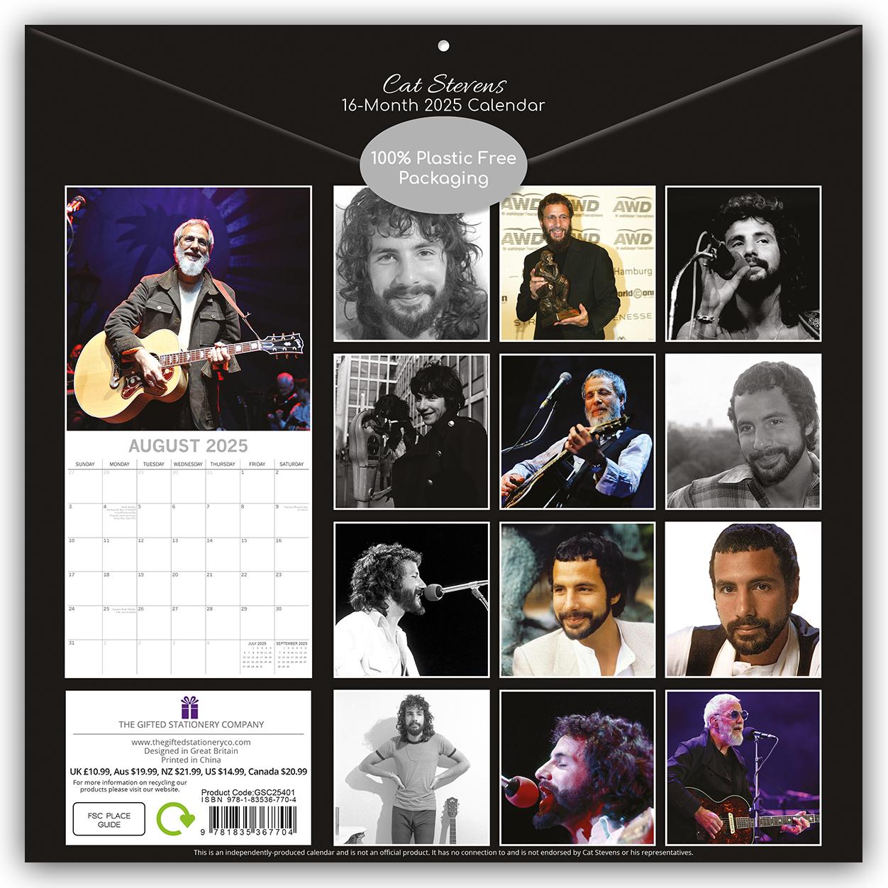 Rückseite: 9781835367704 | Cat Stevens 2025 - 16-Monatskalender | The Gifted | Kalender | 14 S.