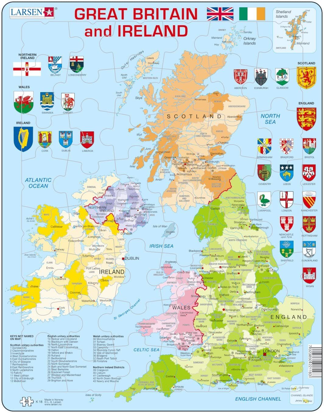 Cover: 7023852102206 | Puzzle - Großbritannien u. Irland (politisch) | Puzzle | Larsen