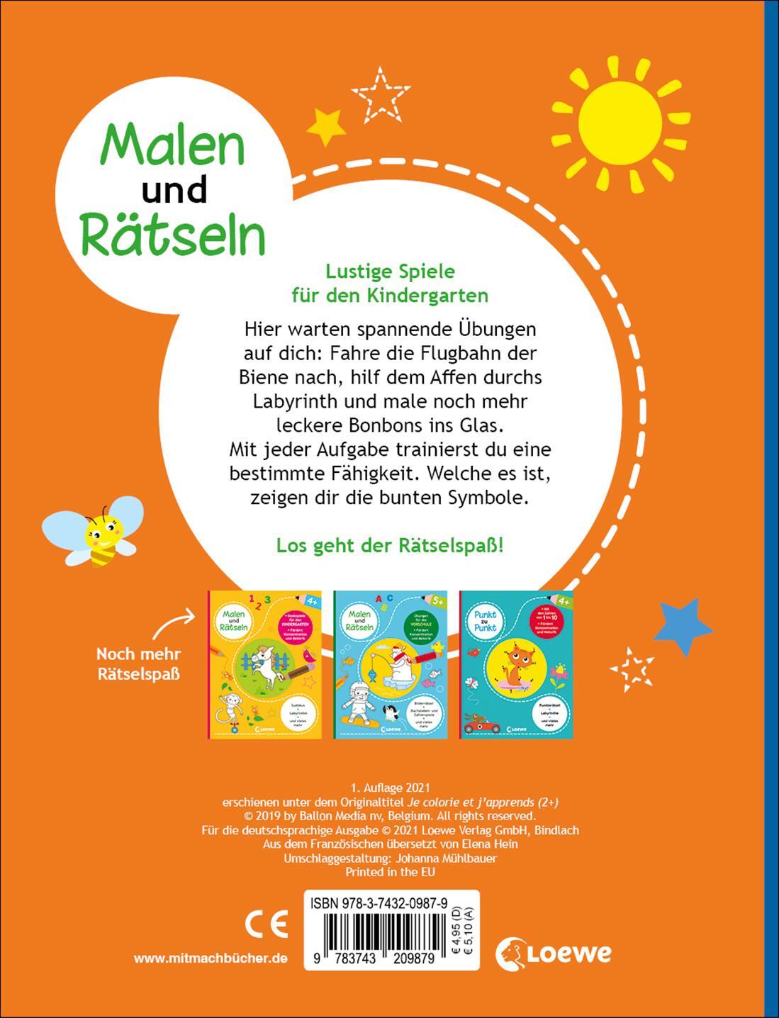 Rückseite: 9783743209879 | Malen und Rätseln - Lustige Spiele für den Kindergarten (3+) | Buch
