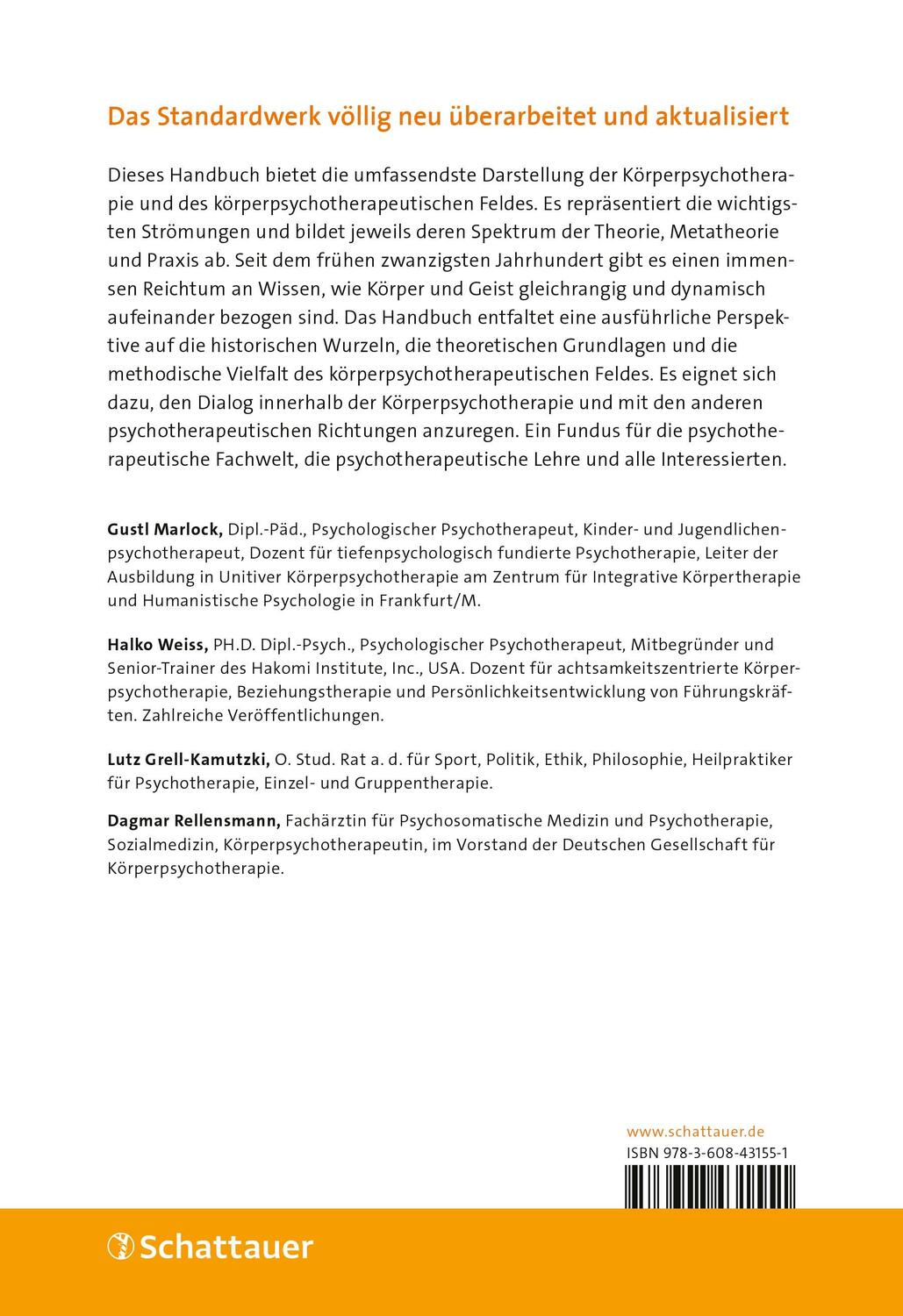Rückseite: 9783608431551 | Handbuch Körperpsychotherapie (2. Auflage) | Gustl Marlock (u. a.)