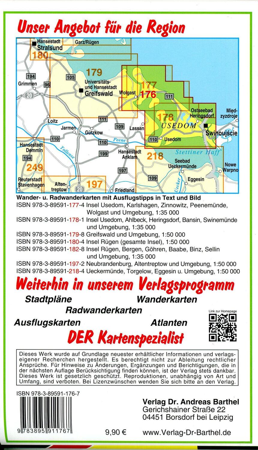 Bild: 9783895911767 | Radwander- und Wanderkarte Insel Usedom | (Land-)Karte | Schöne Heimat