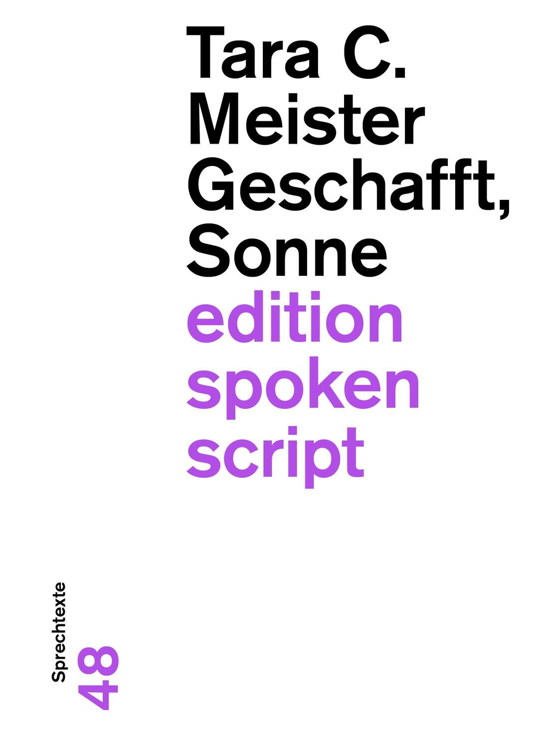 Cover: 9783038531432 | Geschafft, Sonne | Sprechtexte | Tara C. Meister | Taschenbuch | 2023