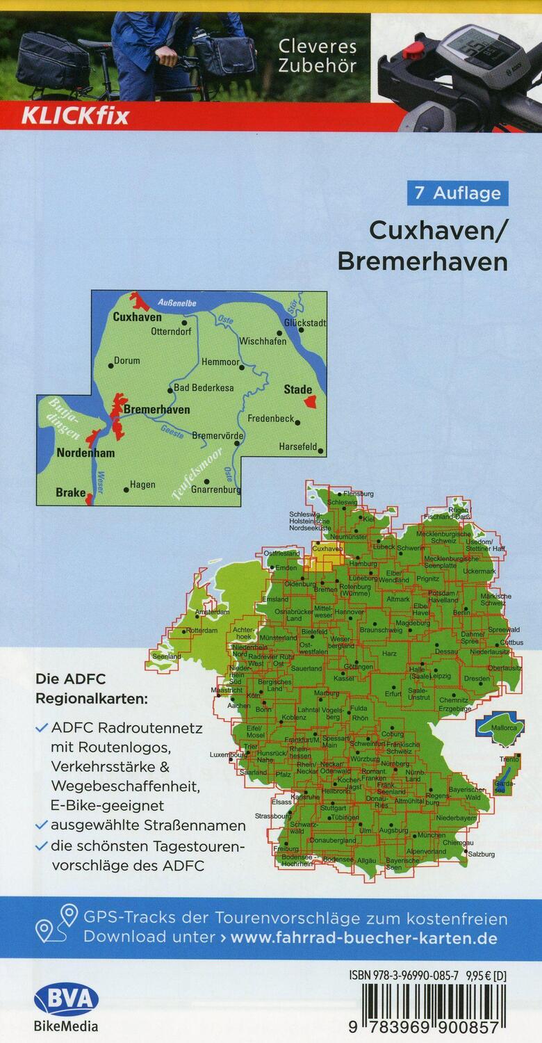 Bild: 9783969900857 | ADFC Regionalkarte Cuxhaven Bremerhaven mit Tourenvorschlägen,...