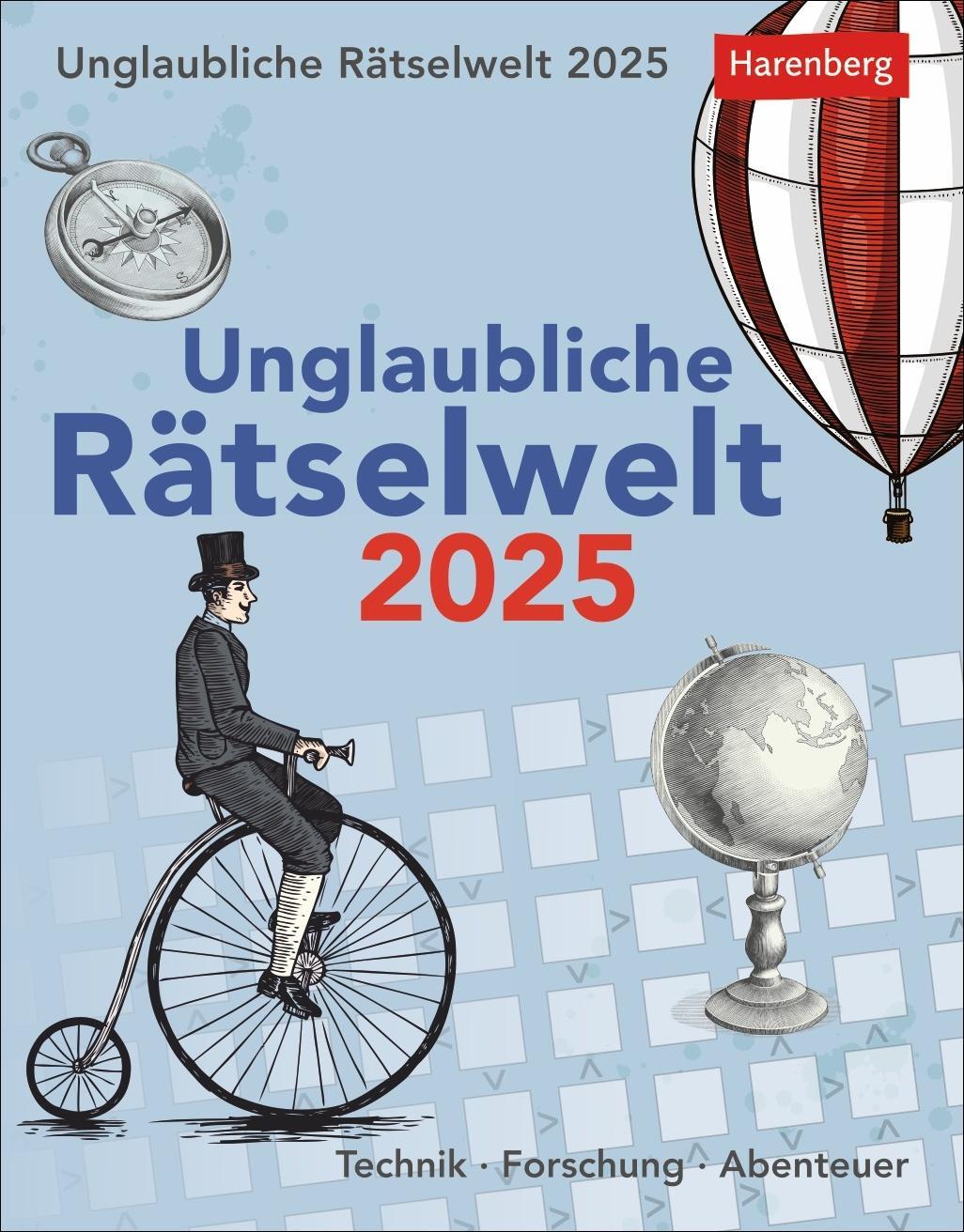 Cover: 9783840034893 | Unglaubliche Rätselwelt Tagesabreißkalender 2025 - Technik,...