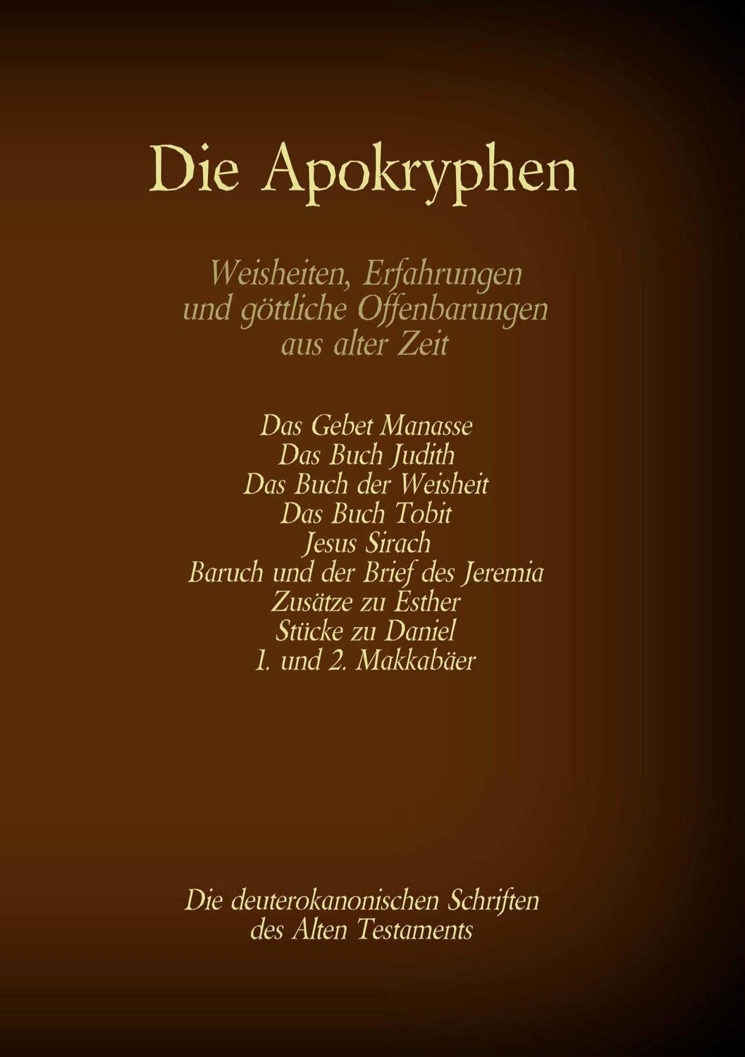 Cover: 9783740772598 | Die Apokryphen, die deuterokanonischen Schriften des Alten...