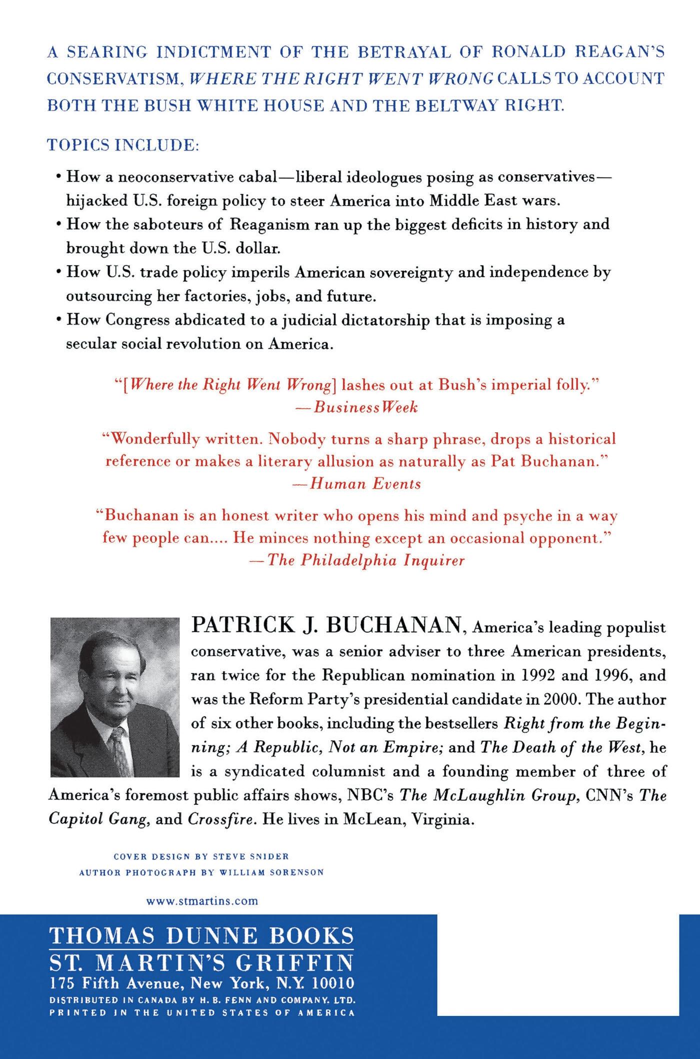 Rückseite: 9780312341169 | Where the Right Went Wrong | Patrick J. Buchanan | Taschenbuch | 2005