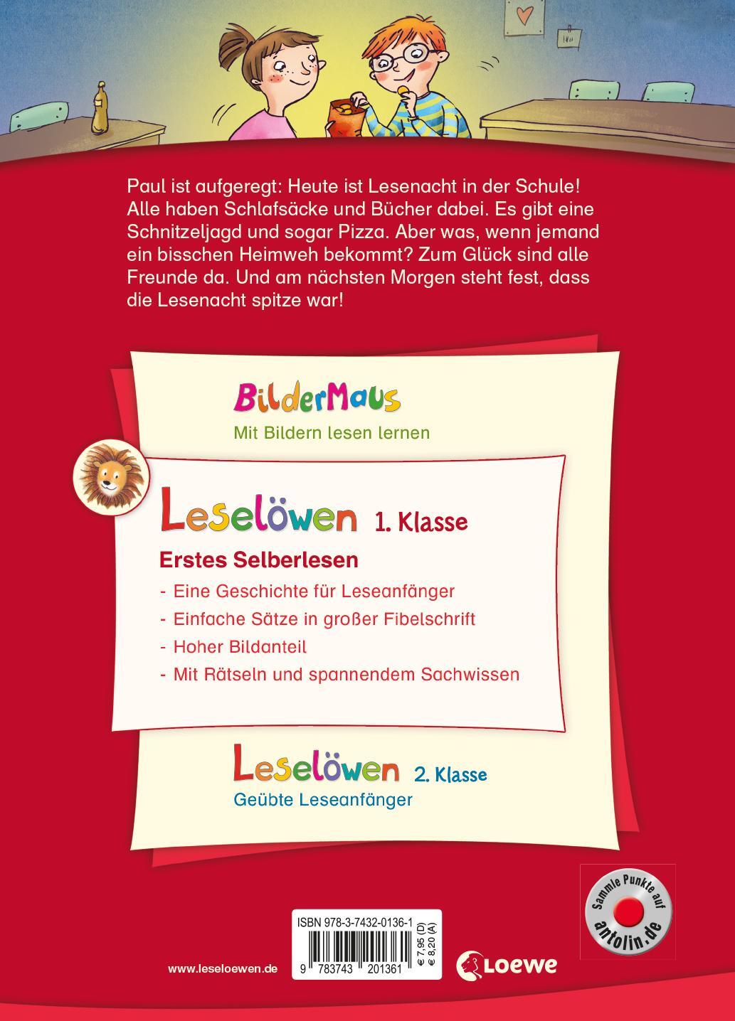 Rückseite: 9783743201361 | Leselöwen 1. Klasse - Lesenacht im Klassenzimmer | Anna Taube | Buch