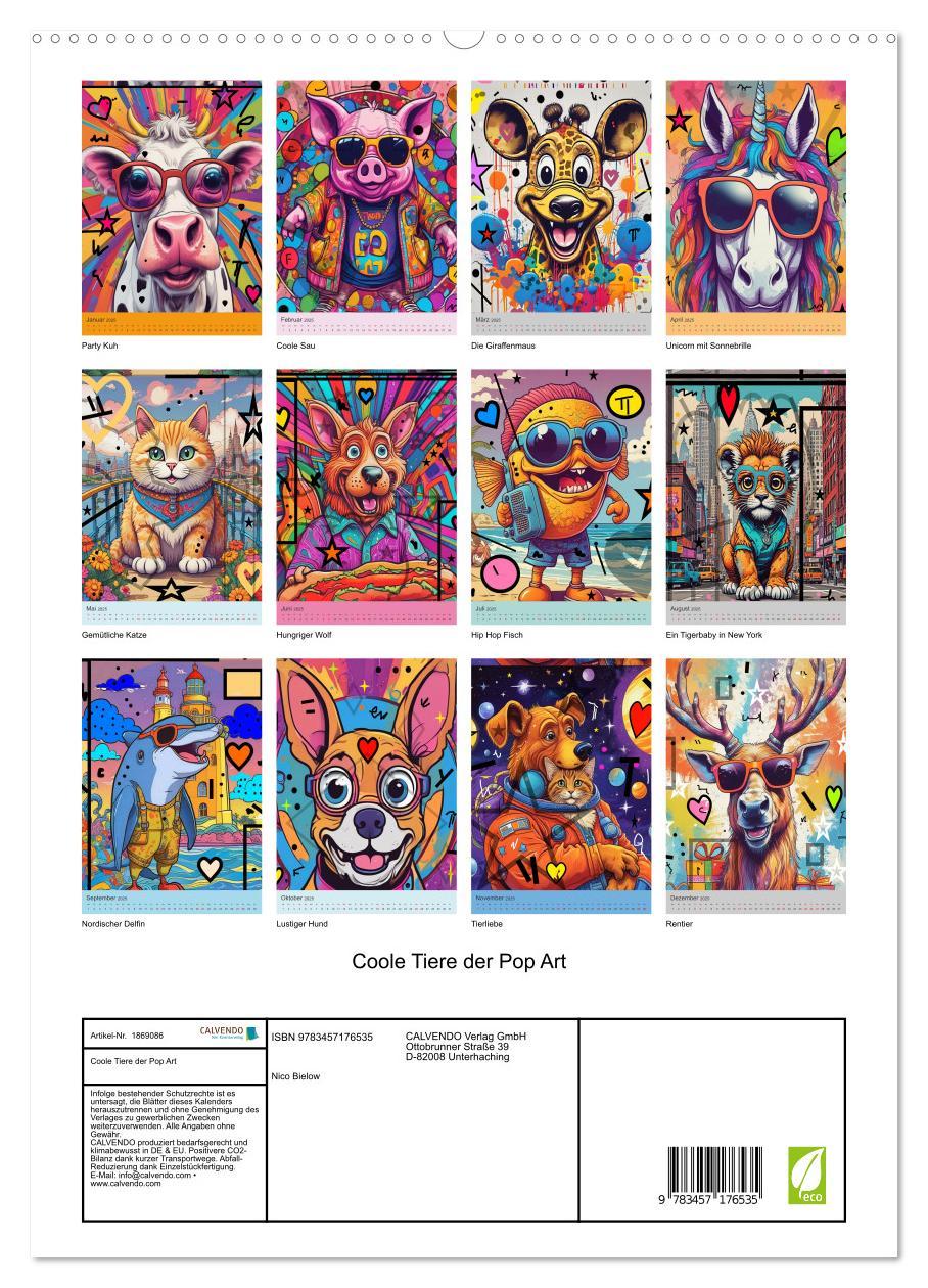 Bild: 9783457176535 | Coole Tiere der Pop Art (hochwertiger Premium Wandkalender 2025 DIN...