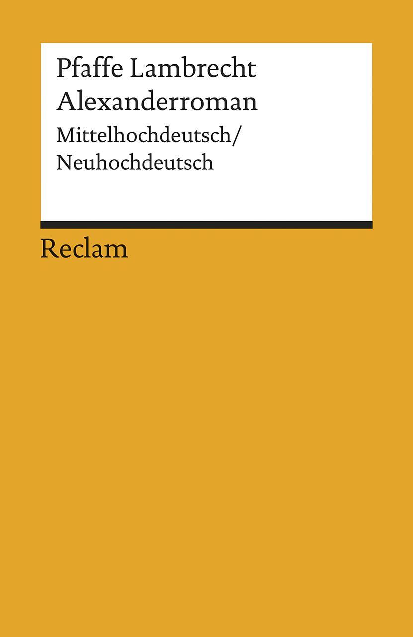 Cover: 9783150185087 | Alexanderroman | Mittelhochdeutsch / Neuhochdeutsch | Pfaffe | Buch