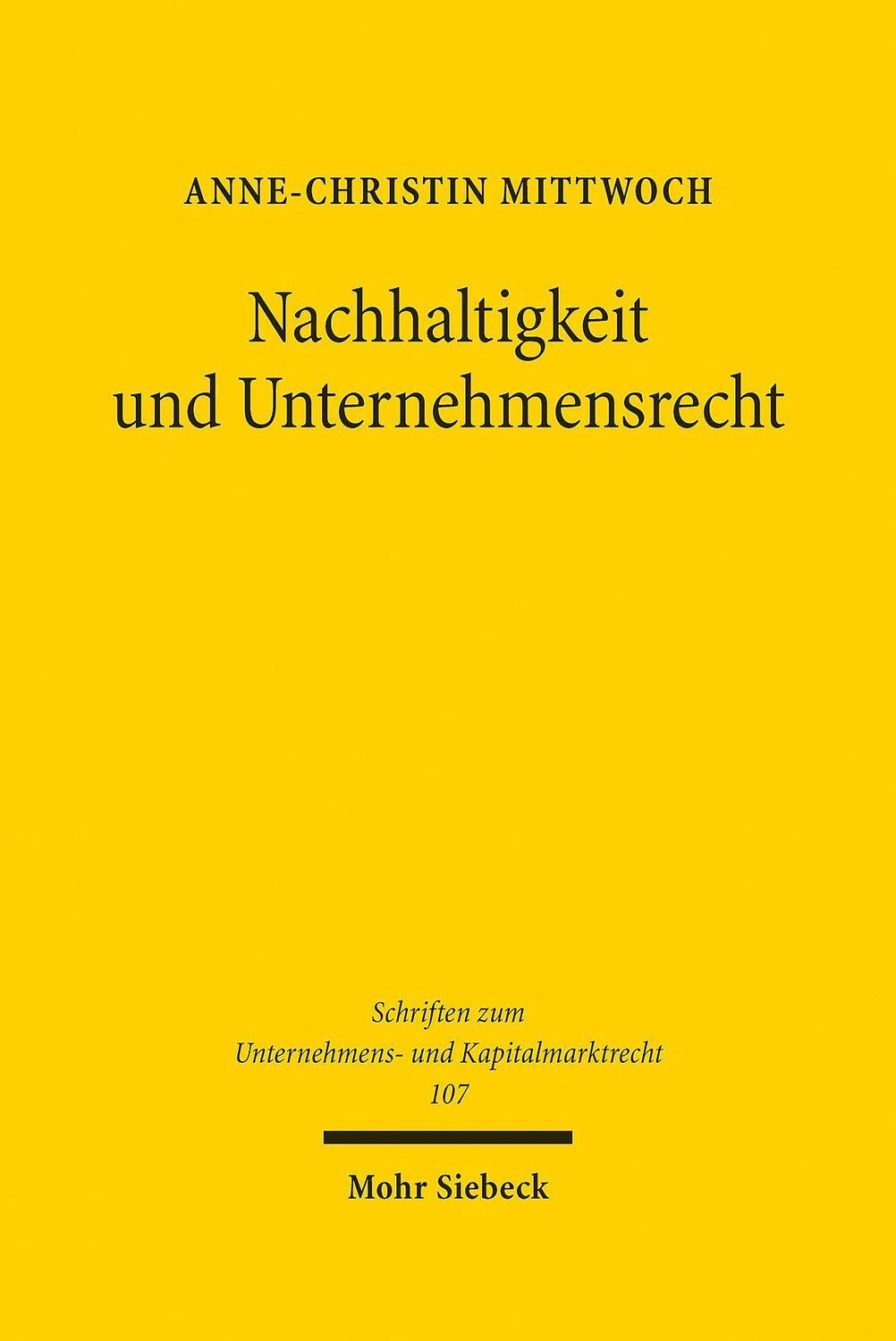 Cover: 9783161610691 | Nachhaltigkeit und Unternehmensrecht | Anne-Christin Mittwoch | Buch