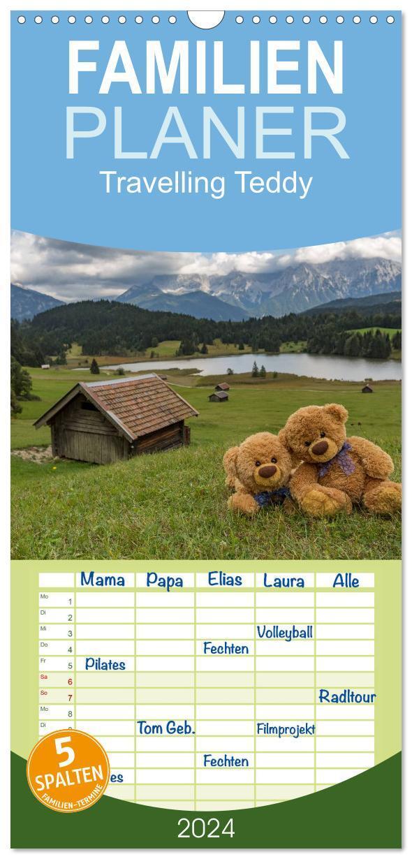 Cover: 9783383067754 | Familienplaner 2024 - Travelling Teddy mit 5 Spalten (Wandkalender,...