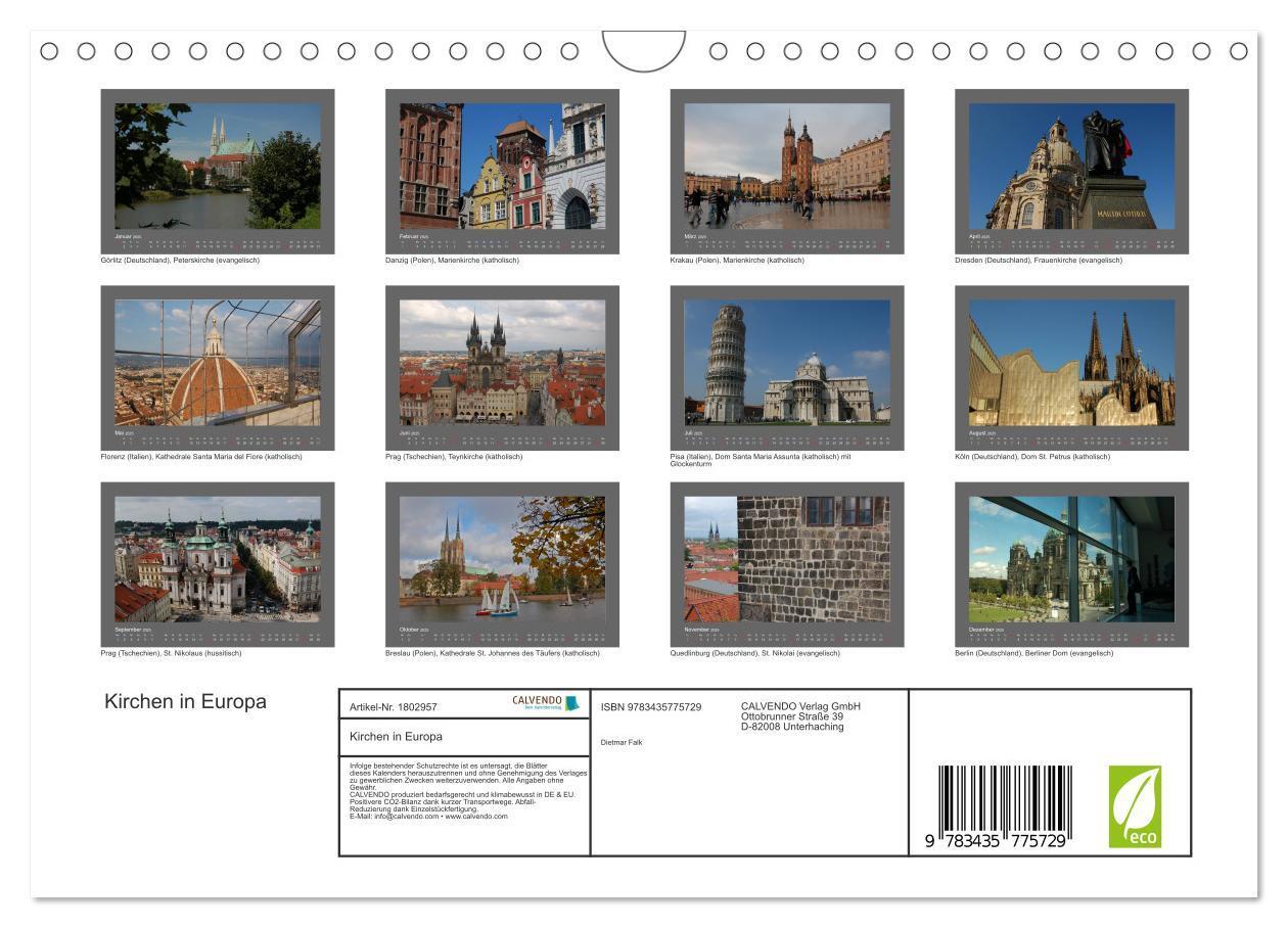 Bild: 9783435775729 | Kirchen in Europa (Wandkalender 2025 DIN A4 quer), CALVENDO...