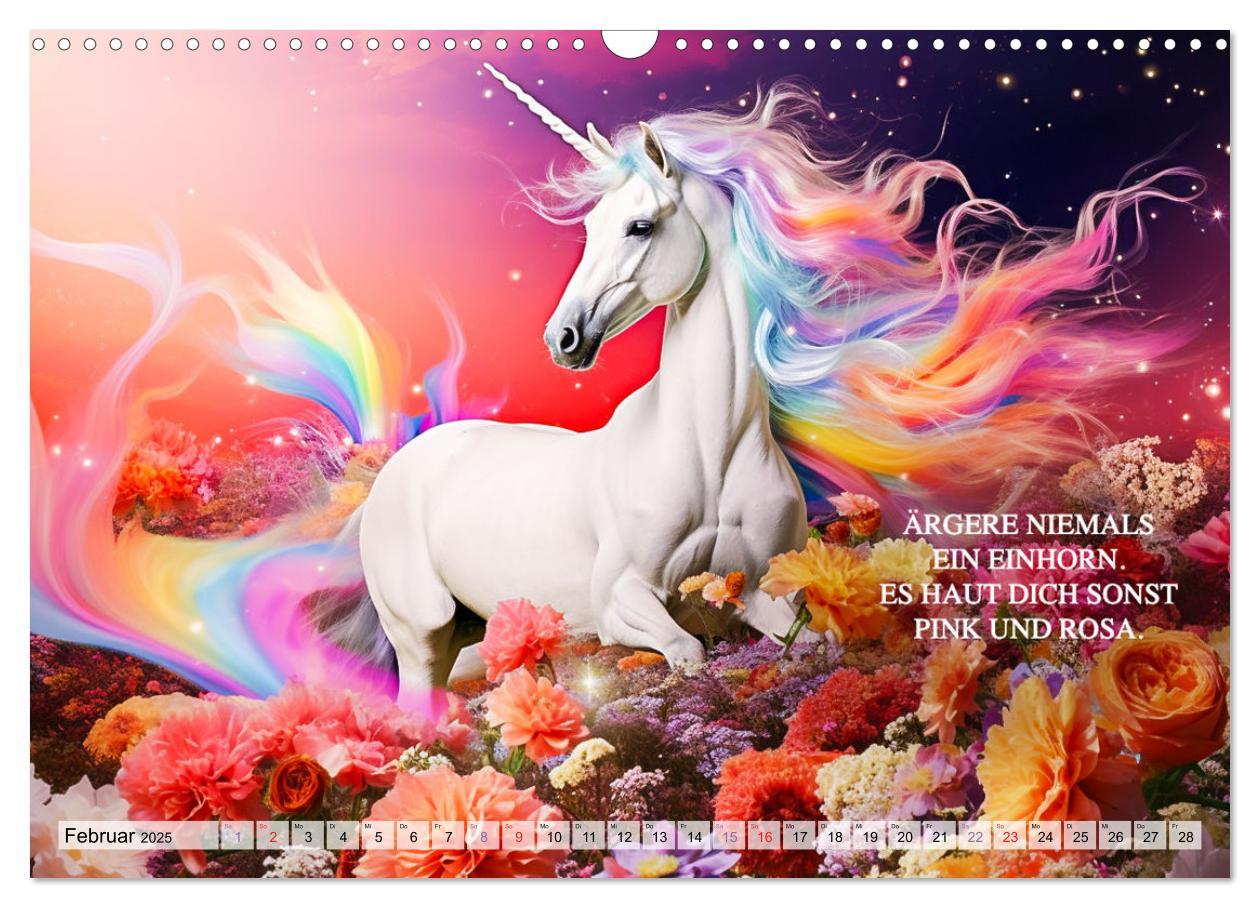 Bild: 9783383861956 | Einhorn und coole Sprüche (Wandkalender 2025 DIN A3 quer), CALVENDO...