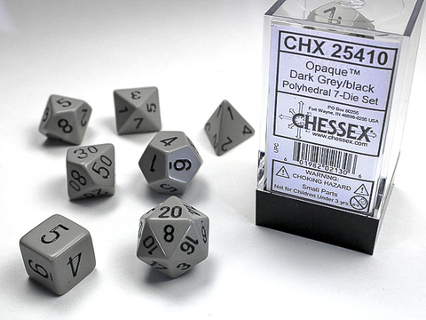 Cover: 601982021306 | Opaque Polyhedral Dark Grey/black 7-Die Set | deutsch | Chessex