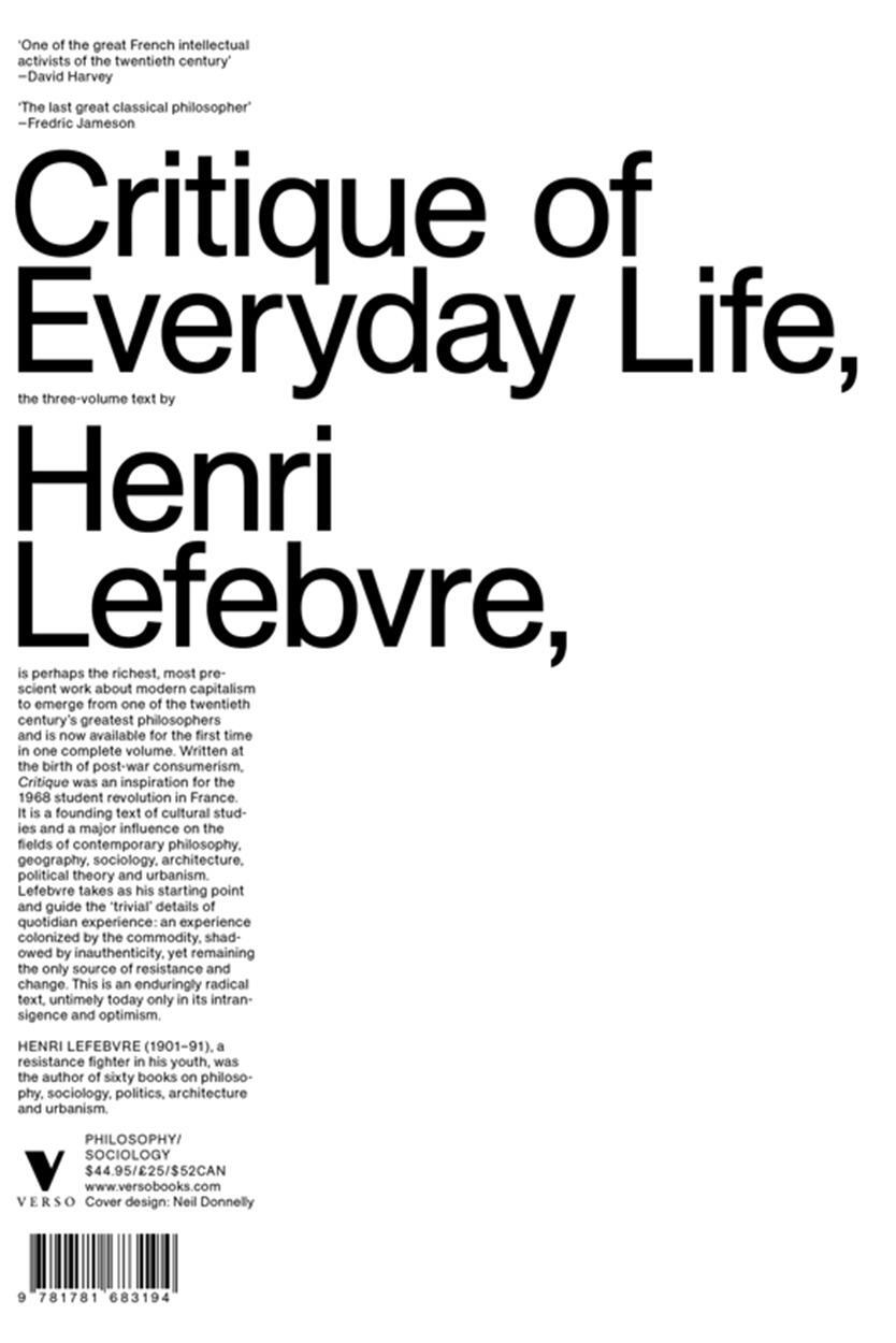 Cover: 9781781683170 | Critique of Everyday Life | The One-Volume Edition | Henri Lefebvre