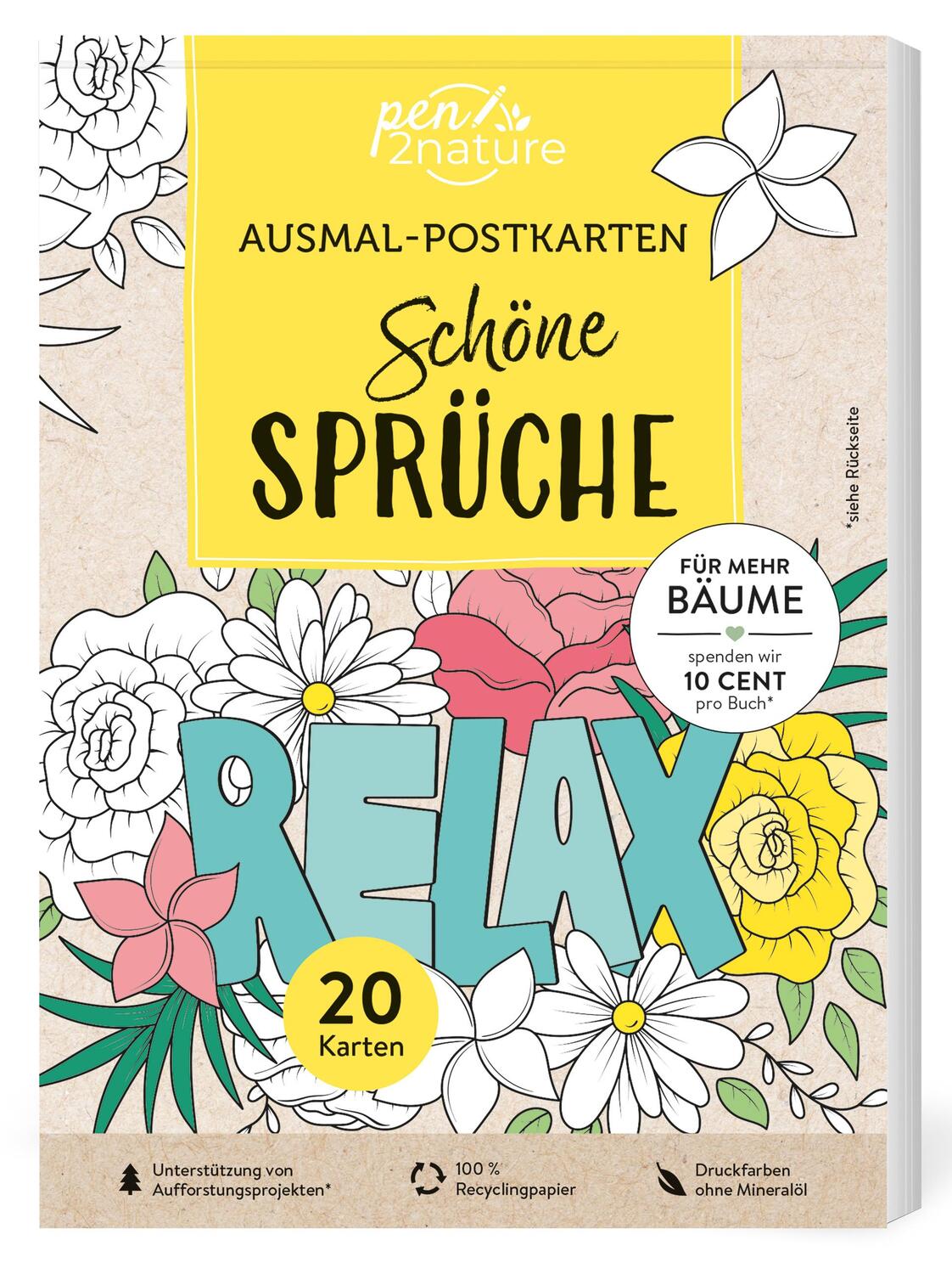 Cover: 9783987640919 | Ausmal-Postkarten Schöne Sprüche 20 Karten | Taschenbuch | 40 S.