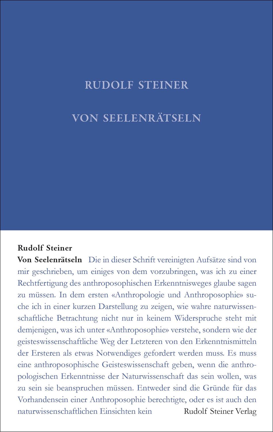 Cover: 9783727402128 | Von Seelenrätseln | Rudolf Steiner | Buch | Deutsch | 2023
