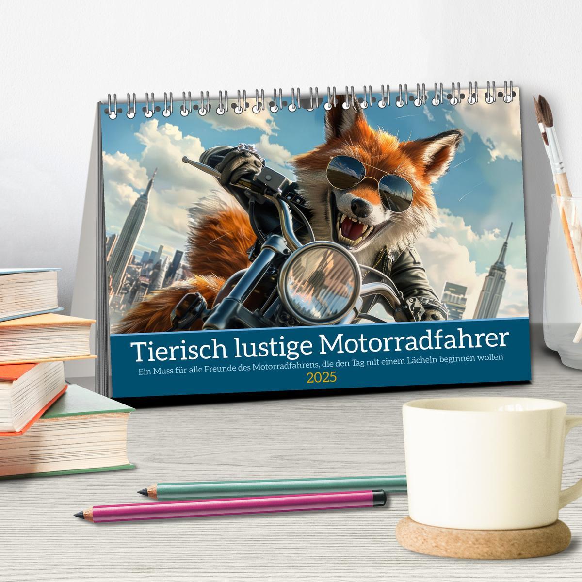 Bild: 9783457166116 | Tierisch lustige Motorradfahrer (Tischkalender 2025 DIN A5 quer),...