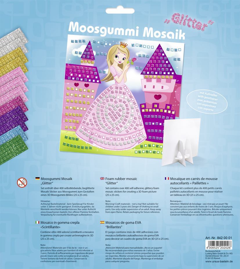 Cover: 4008525202028 | URSUS Kinder-Bastelsets Moosgummi Mosaiken Glitter Prinzessin,...