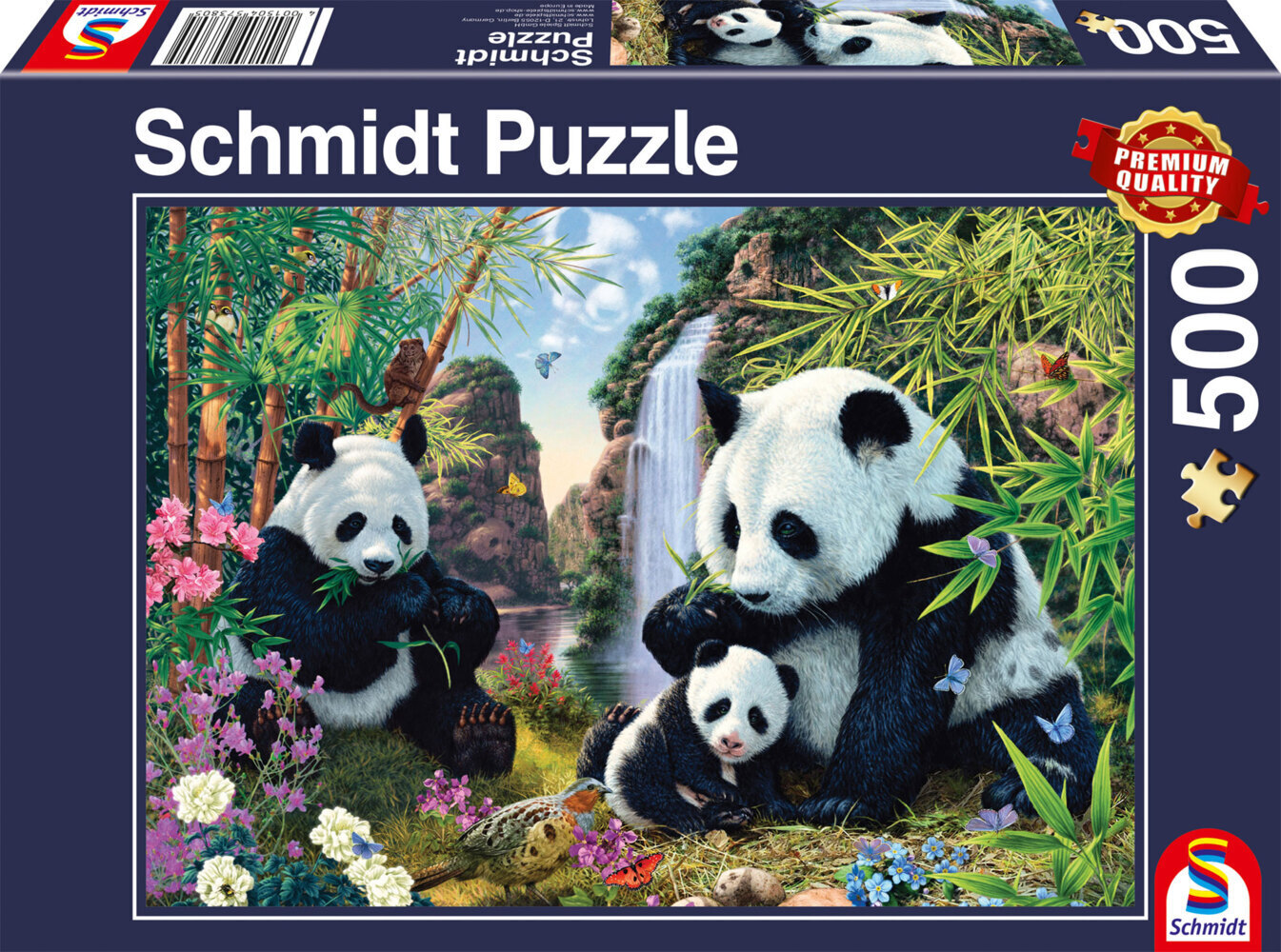 Cover: 4001504573805 | Pandafamilie am Wasserfall | Puzzle Standard 500 Teile | Spiel | 2022