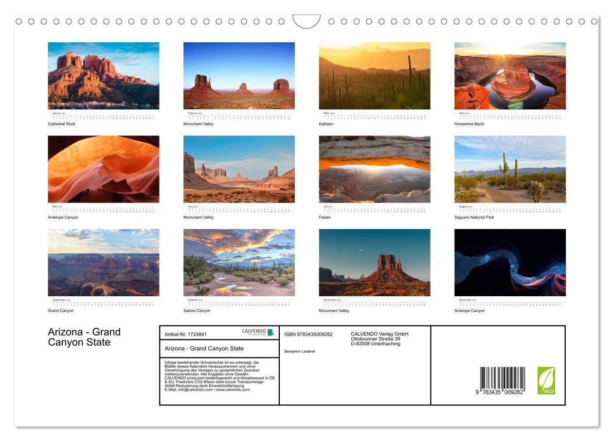 Bild: 9783435009282 | Arizona - Grand Canyon State (Wandkalender 2025 DIN A3 quer),...