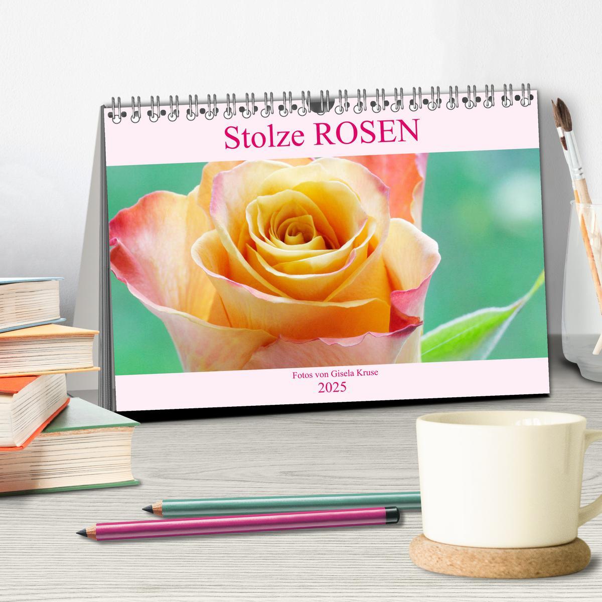 Bild: 9783435294534 | Stolze Rosen (Tischkalender 2025 DIN A5 quer), CALVENDO Monatskalender