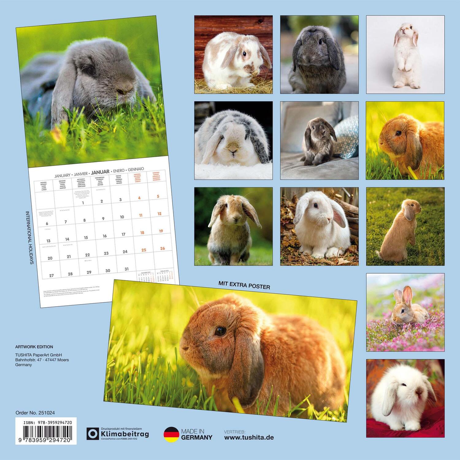 Rückseite: 9783959294720 | Rabbits/Kaninchen 2025 | Kalender 2025 | Kalender | Artwork Edition