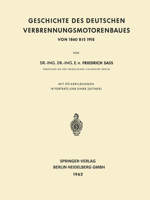 Cover: 9783662118436 | Geschichte des Deutschen Verbrennungsmotorenbaues | Von 1860 bis 1918