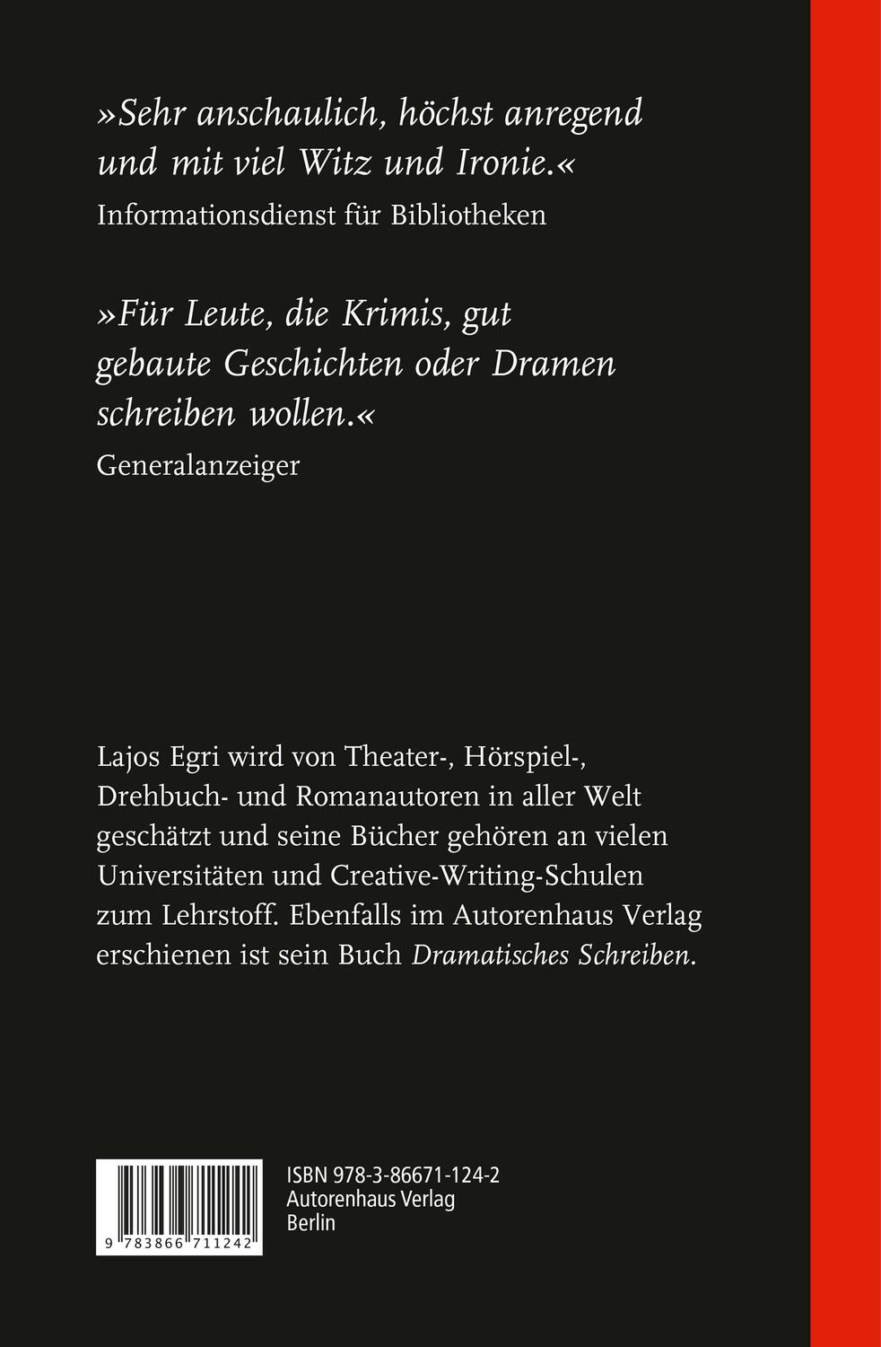 Rückseite: 9783866711242 | Literarisches Schreiben | Lajos Egri | Buch | 200 S. | Deutsch | 2014