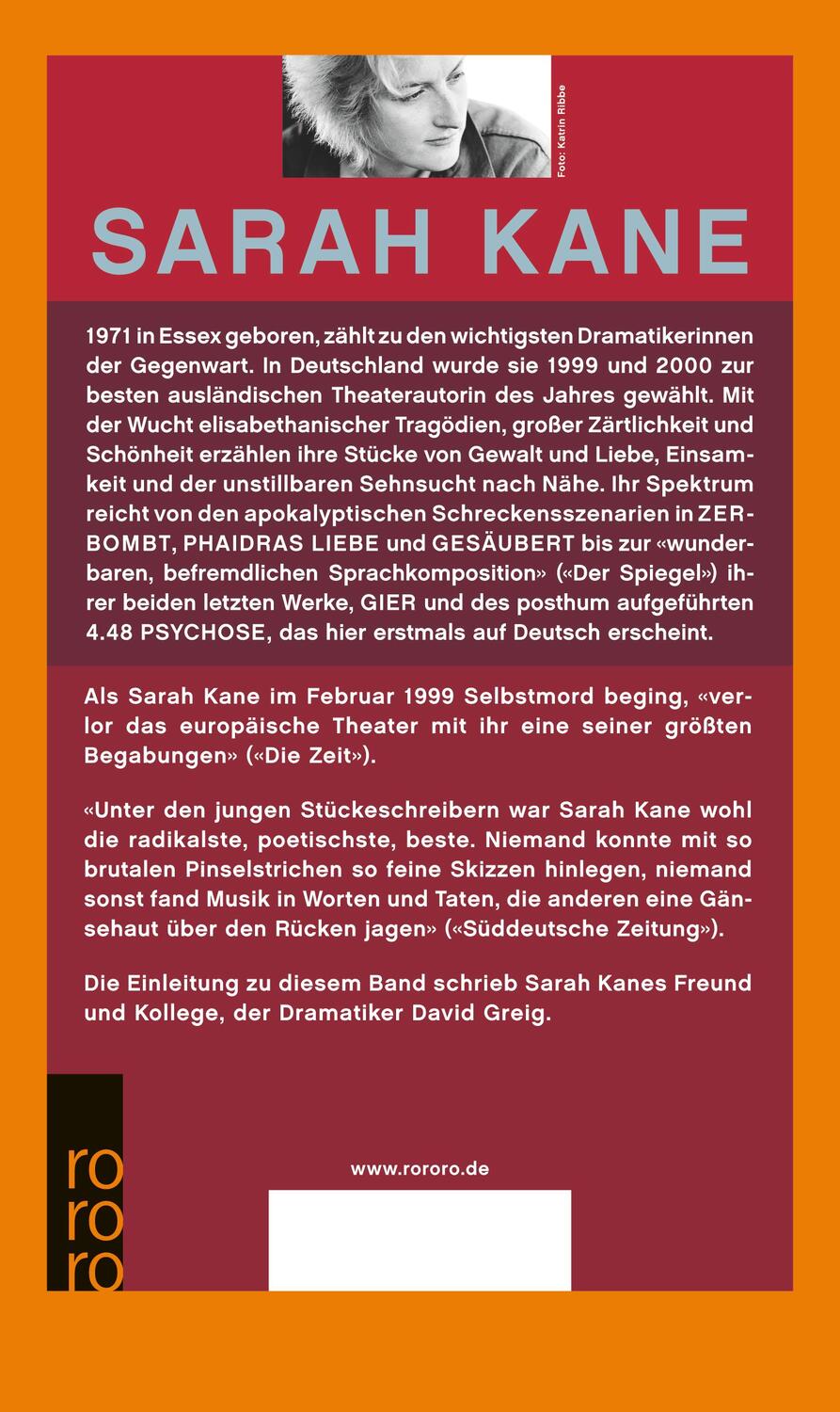 Rückseite: 9783499231384 | Sämtliche Stücke | Sarah Kane | Taschenbuch | Deutsch | 2002